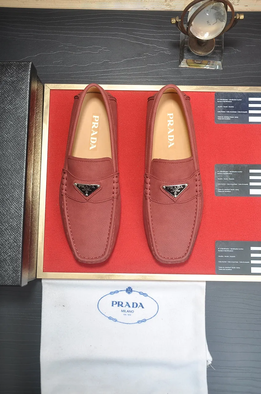Men's Men's Shoes💰420💶【PRADA】 (High-end Niuli) New 🍀PRADA - Prada Doudou Shoes! Made of imported original cowhide, the inner top layer is comfortable cowhide lining! Original wear-resistant rubber outsole! High quality products! Code number 38-45 (45 customized)